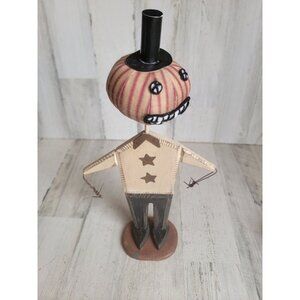 Unique vintage rustic Pumpkin Man wooden figure Halloween home decor